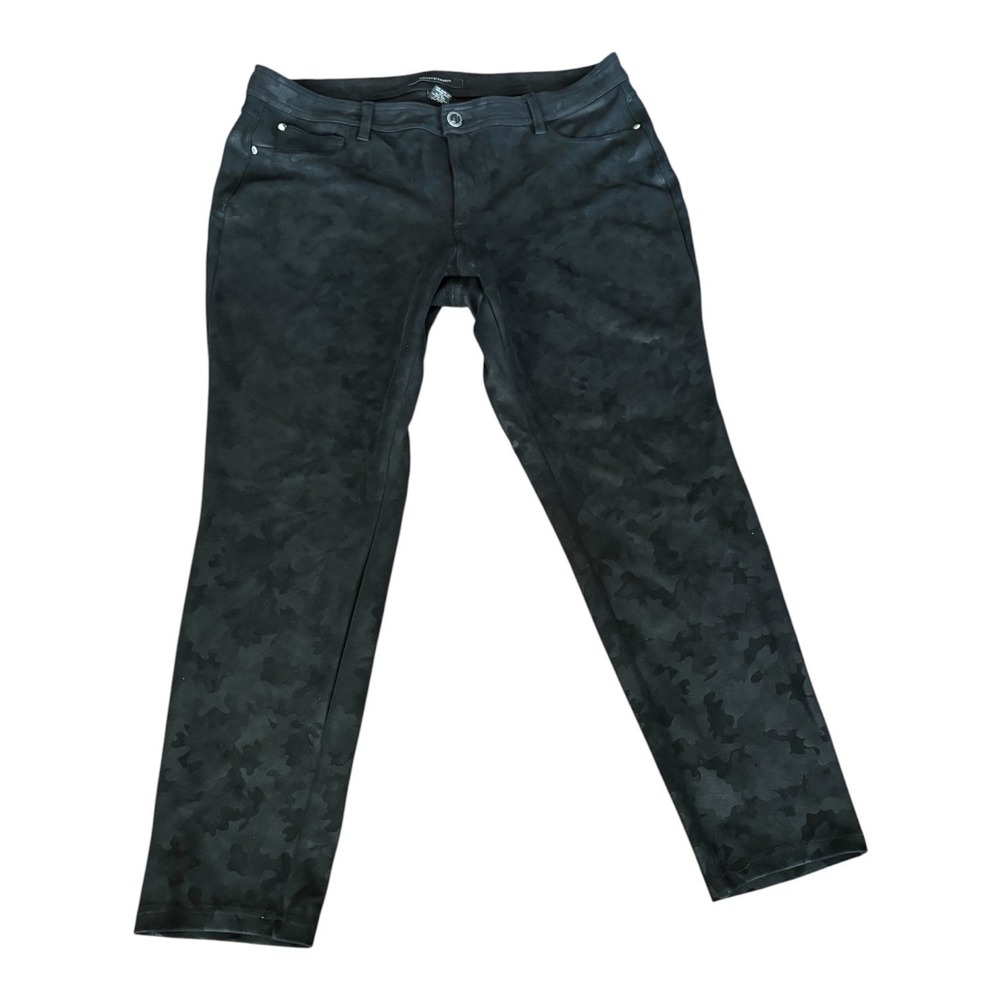 Ashley Stewart Black Camo Print Stretch Pants Plus Size 18 Tonal Camouflage